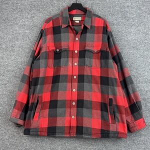 Duluth Trading Shacket Shirt Jacket Mens XL Tall Red Black Buffalo Plaid Lined
